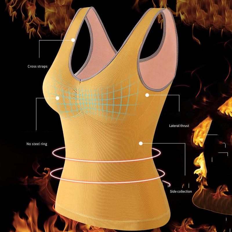Warm Vest Underwear Women Plus Velvet Thickening with Chest Pad Tight-fitting Inner Wear with Chest Support Sexy Sleeveless Bottoming Shirt