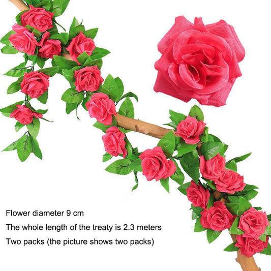 Decoration Simulation Rose Flower Wedding Decoration Rattan Cover Winding Floral Wedding Festive Flower