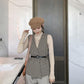 Houndstooth Women's Vest Sleeveless Spring and Autumn Casual Coat Waistcoats with Belt