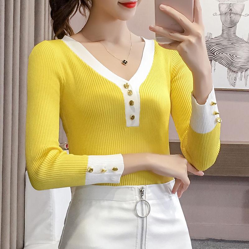 Sweater knitwear women's autumn and winter v-neck long sleeve pullover
