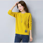 Spring and Autumn Round Neck Knit Bottoming Shirt Pullover Short Loose Top Fashion All-match Female Sweater