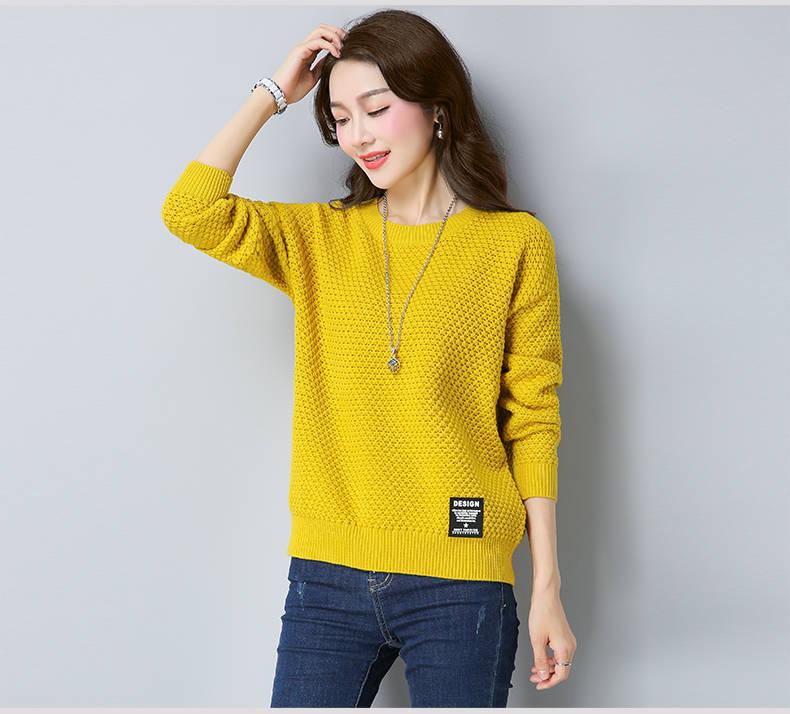 Spring and Autumn Round Neck Knit Bottoming Shirt Pullover Short Loose Top Fashion All-match Female Sweater