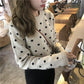 Autumn and Winter Knitted Jacket Long-sleeved Loose All-match Jacket Short Spotted Women's Bottoming Shirt