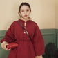 Winter Retro Furry Collar Padded Jacket Jacket Stand-up Collar Waist Padded Jacket Mid-length Red Padded Jacket Women Winter Thickening