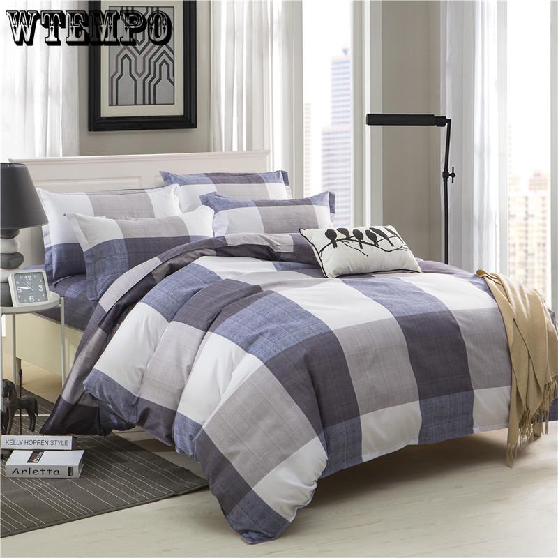 Plaid Duvet Cover Set Bedding Quilt Cover Pillowcases Set