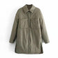 Autumn Winter Warm Cotton Jacket Coat Women Vintage Khaki Long Outwear Female Oversize Solid Overcoats Loose Parkas Top