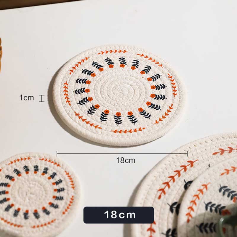 Round Printed Dining Table Mat Thickened Cotton Placemat Insulation Pad