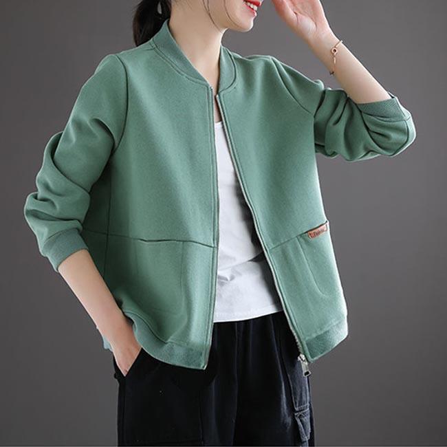 Ladies Short Coat Women's Spring and Autumn Loose Zipper Cardigan Sweater Casual Baseball Uniform