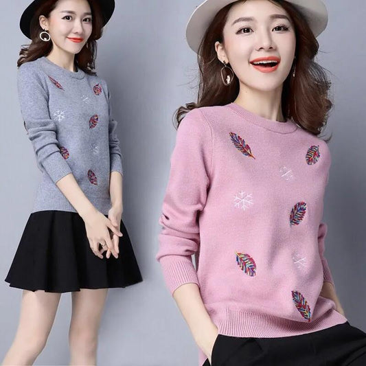 Sweater Women's Short Slim-fit Autumn and Winter Knit Sweater Pullover Women's Spring and Autumn Bottoming Shirt