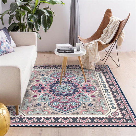 Household Carpet European Ethnic Style Carpet Geometric Pattern Bedroom Carpet Door Mat Living Room Kitchen Bedside Mat Carpet