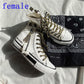 Men High Top Canvas Shoes Lace-up Sneakers Unisex Casual Shoes with Side Zipper Classic Retro Style Black High Quality Female