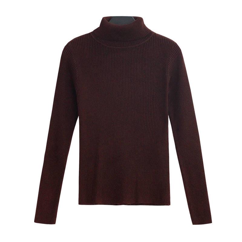 Pofulove Women's Autumn Winter Tops High Collar Long-sleeved Bottoming Shirt Thin Sweaters Lady
