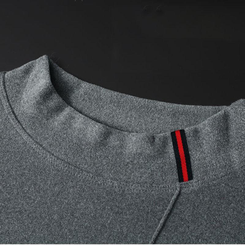 Winter Double-sided Velvet Korean Version of The Trend of Men's Half-high Collar Mid-neck T-shirt Men's Solid Color Warm Bottoming Shirt