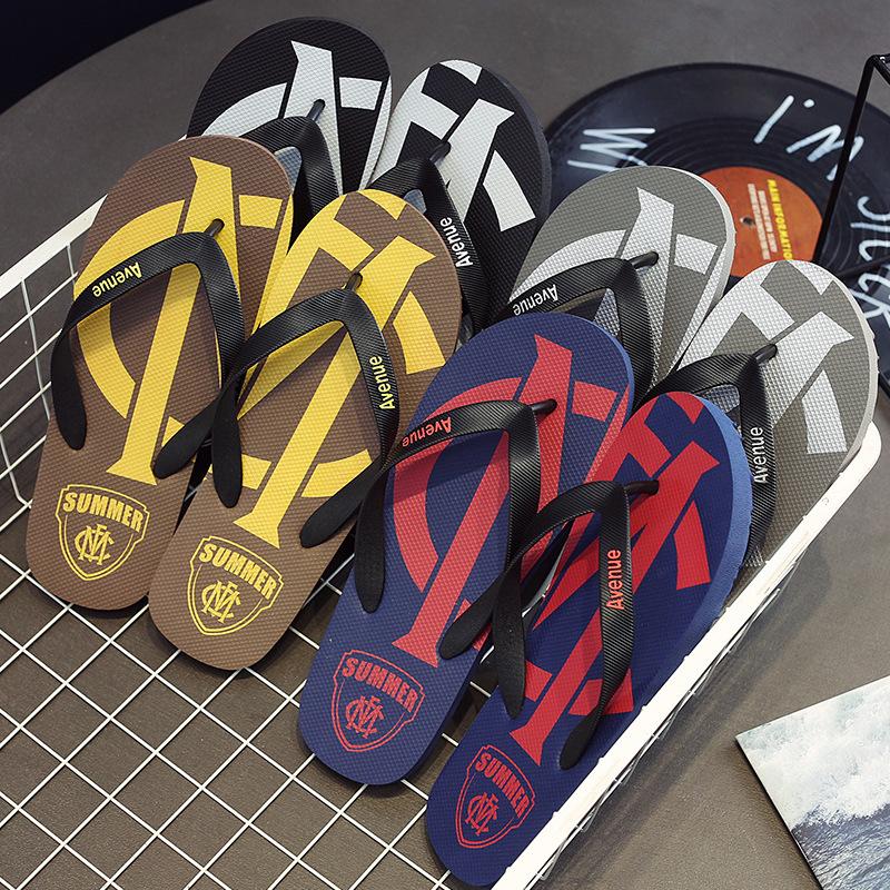 Designer Printed Black Men's Flip-Flops Soft Comfortable Non Slip Summer Beach Slippers Men Couple Outdoor Flat Mens Slippers