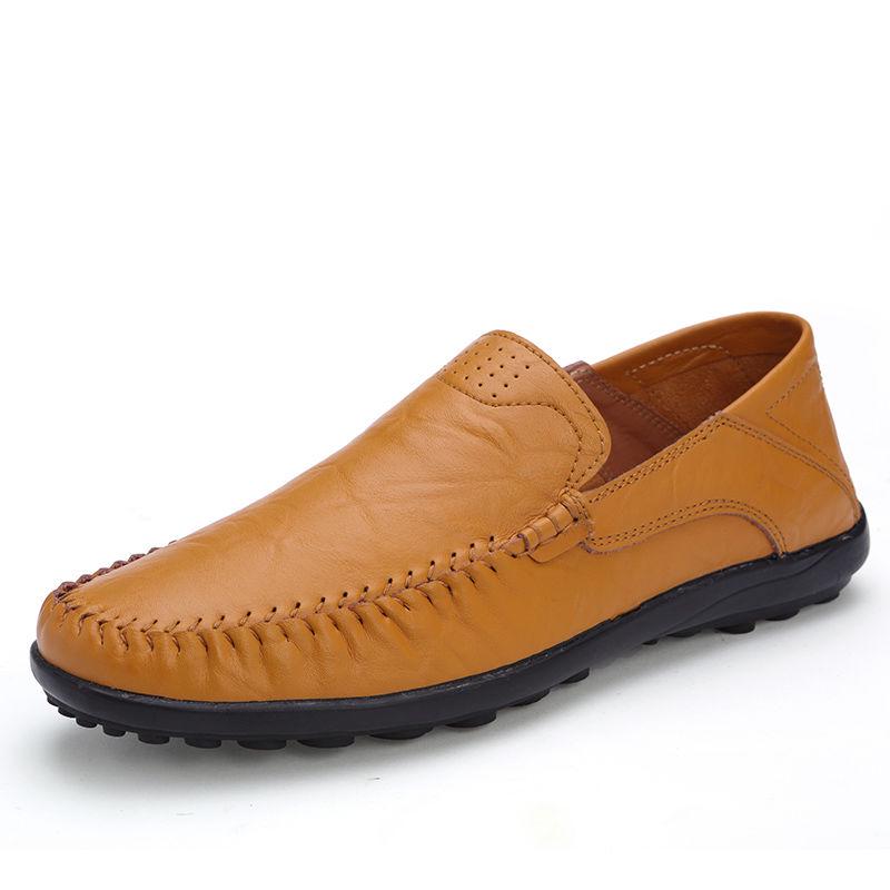 Genuine Leather Handmade Shoes Low-top Soft Bottom Peas Shoes Large Size Men's Shoes Father Shoes