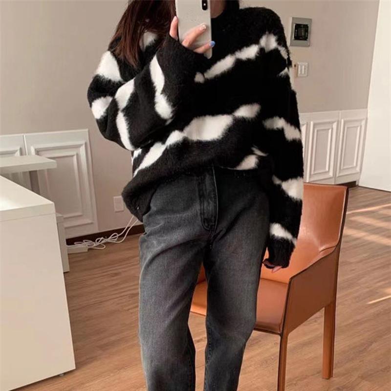 Autumn  Winter Sweater Women Loose Casual Female Students Fashion Round Neck Outer Wear Wild Thick Knit Sweater