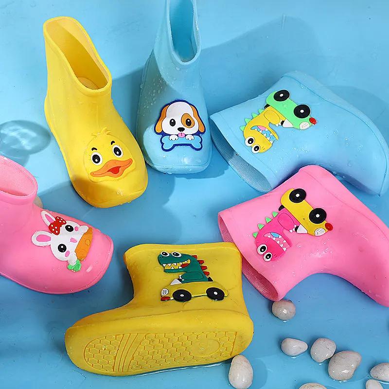Rain Boots for Kid Plush Warm Winter Rain Shoes Child Cartoon Waterproof Rainboots