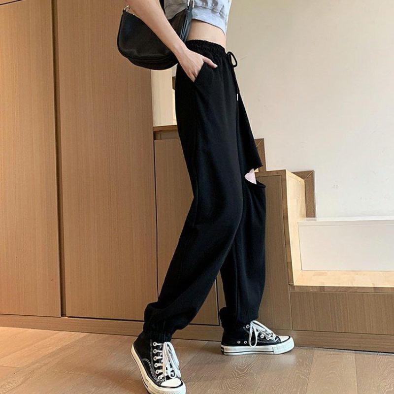 Women's Gray Sweatpants Loose Feet Summer Thin Casual Looking Thin All-match Purple Pants Hole Harem Sweatpants