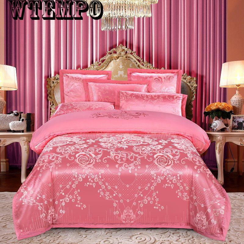Embroidered jacquard cotton four-piece cotton quilt cover sheets bedroom home bedding European style