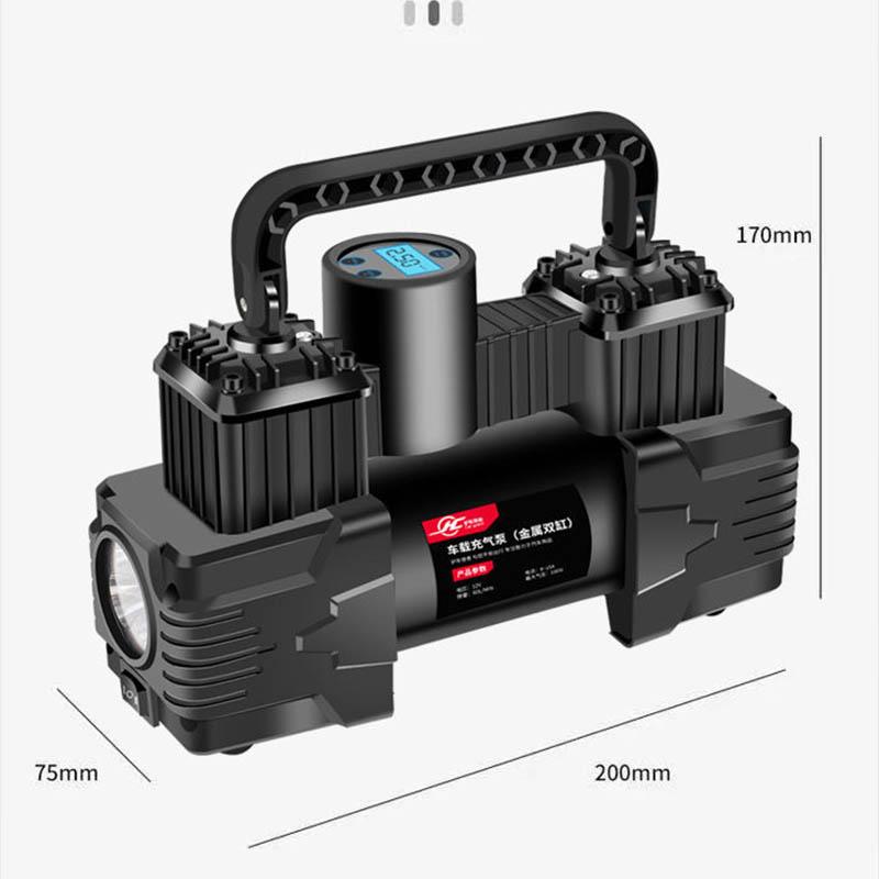Car Air Pump Dual-cylinder High-power 12V Car Portable Air Pump Tire Electric Pump Preset Tire Pressure Inflation Tool Auto Parts