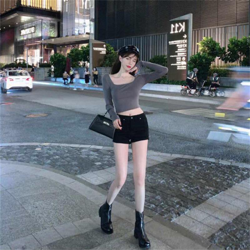 Fall Women Casual Square collar Women Autumn Long sleeve T-Shirt Women Basic Tee Pullover