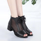Sandals Women's Mid-heel Mesh Thick-heeled High-heeled Shoes Women's Fish Mouth Black Low-heeled Sandals