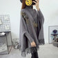 Autumn/winter High-neck Casual Sweater Women Loose Bat Sleeve Jacket Knit Sweater Cloak Shawl Tassel Plus Size Autumn Clothes