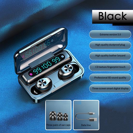 Bluetooth V5.0 Earphones Wireless with Mic Sports Waterproof 2200mAh Charging Box for Ios Android