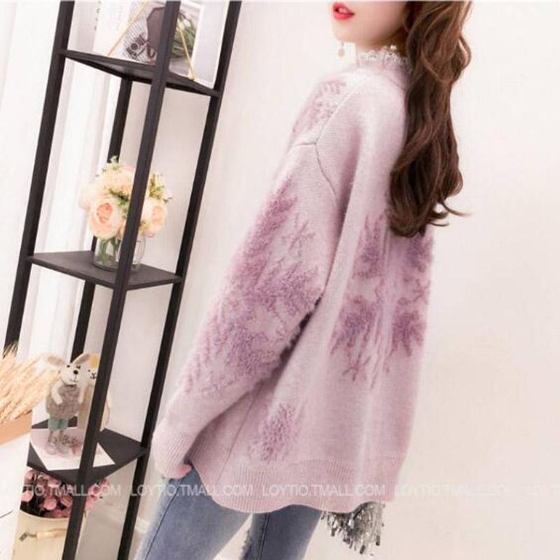 Plush Cold and Warm Inside Take A Sweater Autumn and Winter Models Neckline Lace Sweater Women