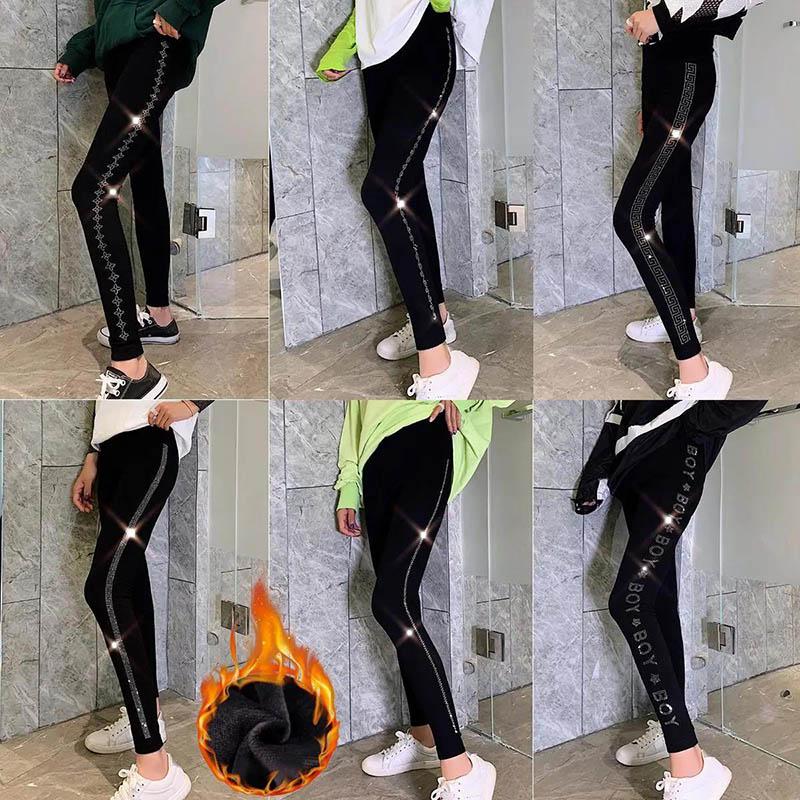 Winter Warmth and Velvet Leggings Women's Outer Wear Is Thin  Diamonds Are Thin  Buttocks  All-match Yoga Pants
