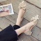 Plus Size 35-39 Summer Women Bohemian Prom High Heels Wear-resistant Non-slip Office Lady Sandals Bow Shoes