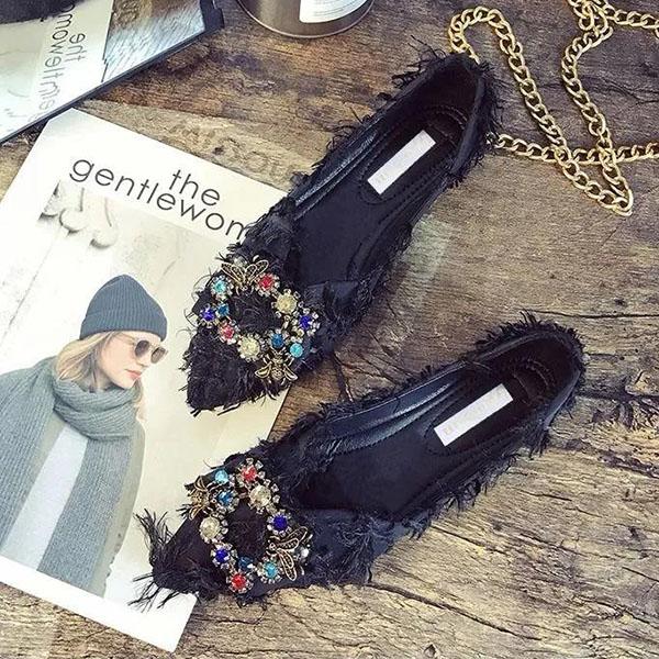 Women's Spring and Summer Pointed Toe Shoes Autumn Flat Casual All-match Single Shoes Large Size Soft Bottom Party Shoes