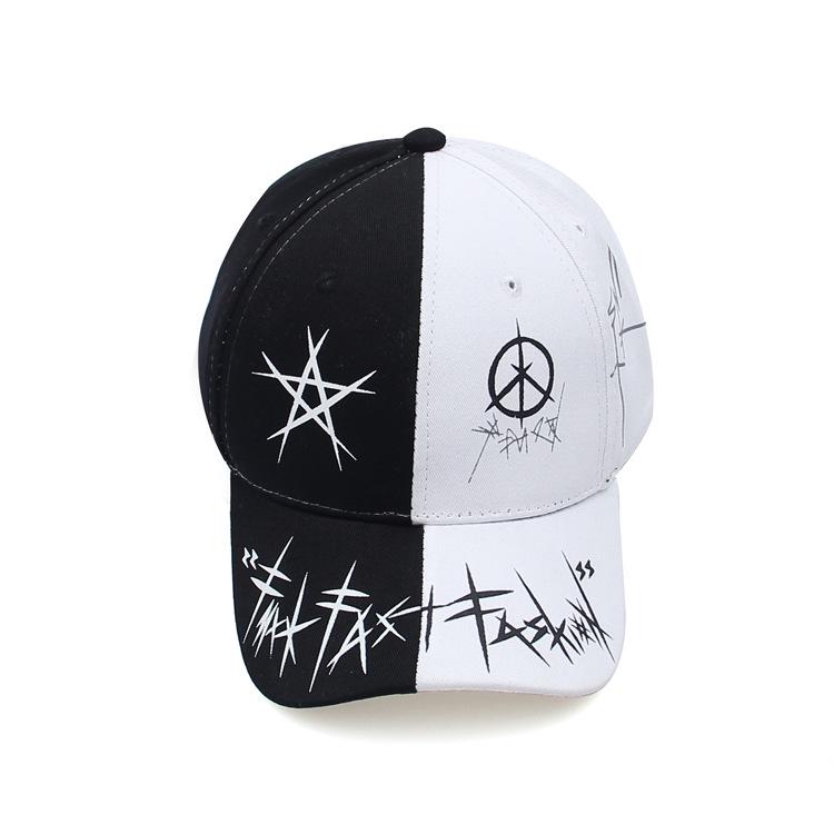 Personality Black Spell White Hat Ms. Korean Version Of The Wild Graffiti Cap Summer