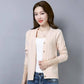 Pleated Knit Cardigan Women's New V-neck Retro Slim Fit Casual Sweater Top