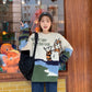 Autumn Winter  Women Fashion Sweater Casual Knitting Sweater Round Neck Pullovers Loose Casual Long Sleeve Sweater