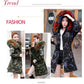 Winter Coat Women Loose Large Size Plus Velvet Thick  Hooded Camouflage Parka Coat with Fur Collar