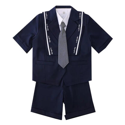 Kids Girls British Style School Uniform Student Uniforms Suit Long Sleeve Coat with Shirt Tie Mini Skirt Set Child Anime Costume