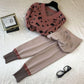 2pcs/set Women Knit Leopard Pullover Sweater+Pants 2 piece Sets ladies Jumpers Trousers 2 PCS Outfits