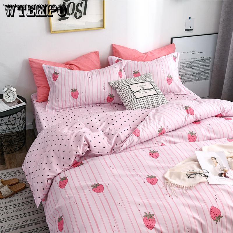 4 Pcs Bedding Set Lavender Printed Bed Sheet Bed Cover Home Textile Bedclothes