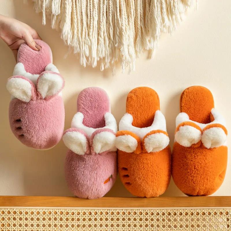 Autumn and Winter Pure Cotton Slippers Indoor Non-slip Soft-soled Shoes Warm Simple Plush Cotton Shoes