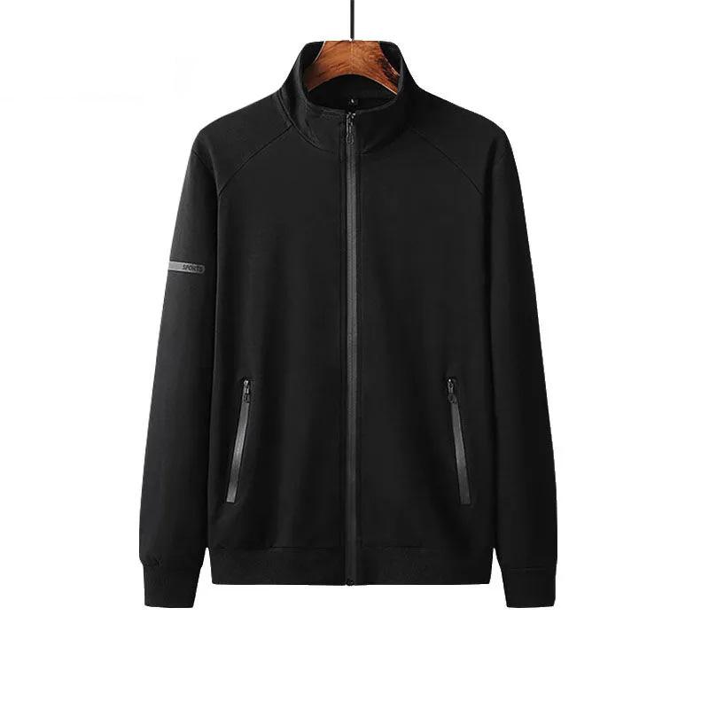 Spring and Autumn Casual Sports Cardigan Sweater Men's Loose Zipper Stand Collar Jacket Top Coat