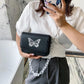 Butterfly Print Chain Shoulder Bags Casual Female Crossbody Bags Portable PU Leather Multi-Layer Transparent Chain Handbag