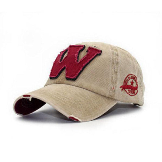 Cotton Letter W Baseball Cap Retro Outdoor Sports Caps Women Bone Gorras Curved Fitted