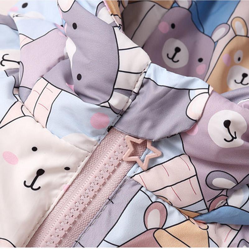 White Duck Down Children's Down Jacket Girls Mid-length Coat Baby Middle and Small Children Winter Thick Hooded Printed Cotton Jackets