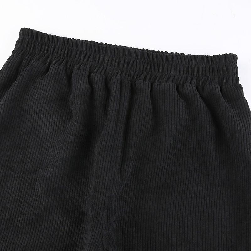 Black Casual Corduroy High Waist Harem Pants Women Autumn Skinny Pocket Trousers Ladies Fashion Streetwear Joggers