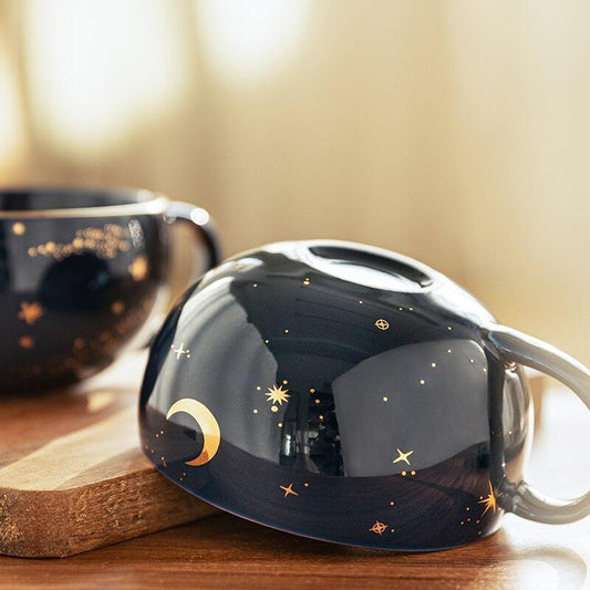 450ml Starry Sky Ceramic Breakfast Oatmeal Cup Phnom Penh Milk Coffee Mug Office Household Large Capacity Handgrip Cup