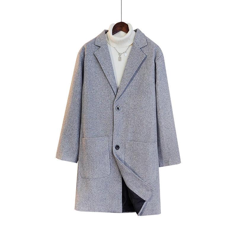 Thickened Warm Mid-length Woolen Coat Men's Autumn and Winter Warm Windbreaker Jacket Temperament Handsome Suit Jacket