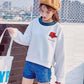 Autumn and Winter Thick Loose Round Neck Embroidery Knit Sweater Student Short Sweater Women
