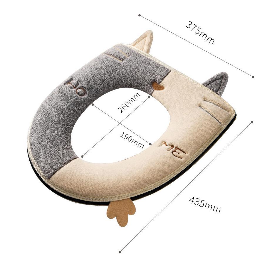 Cartoon Cat Cute Toilet Seat Covers Winter Toilet Seat Mat Soft Thick Warm Toilet Seat Cushion Washable Bathroom Lavatory Pad with Handle