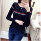 Autumn and Winter Long-sleeved Knitted Blouse Low Round Neck Slim Short Sweater